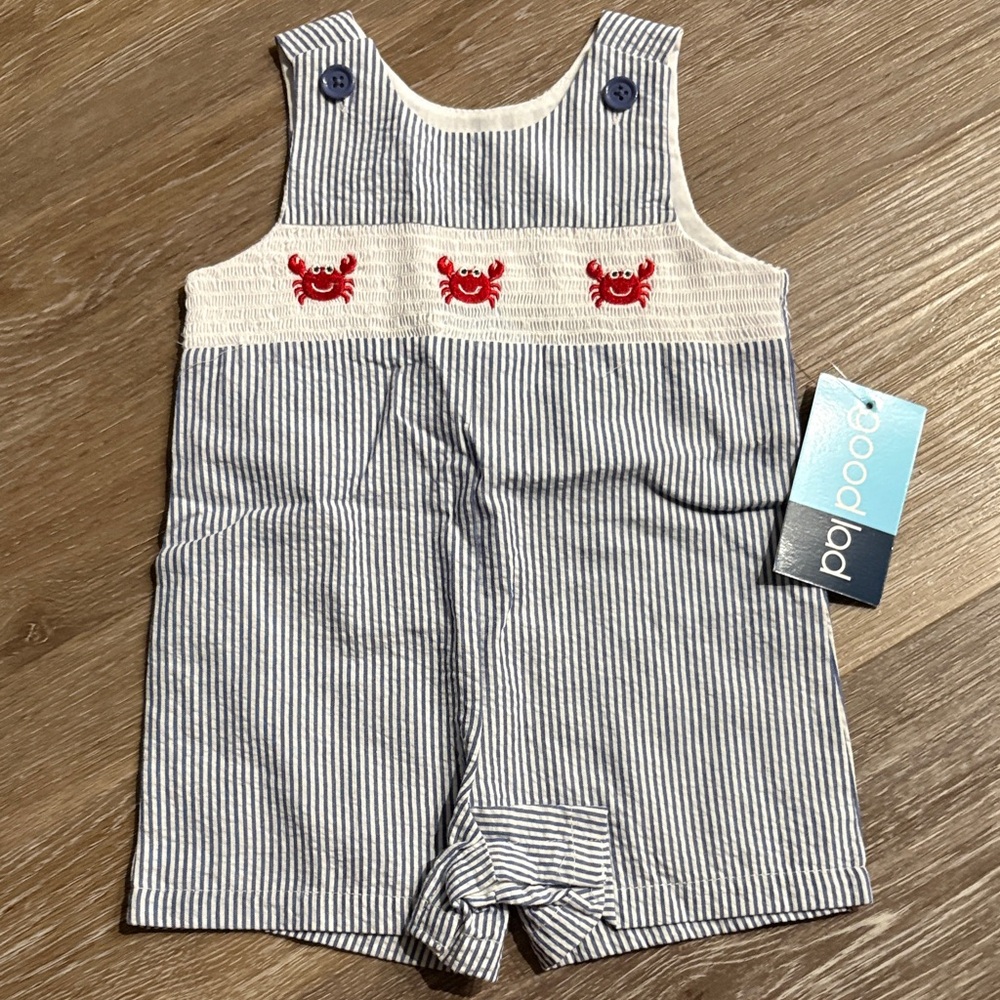 NWT-Good Lad Blue and White Smocked Crawfish Outfit